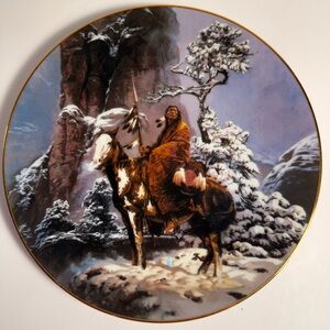 1992 Hamilton Collection Mystic Warrior Plate by Chuck Ren 8.5” Gold